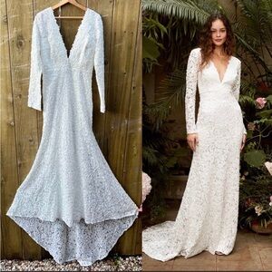 Elegant White Lace Long Sleeve Dress